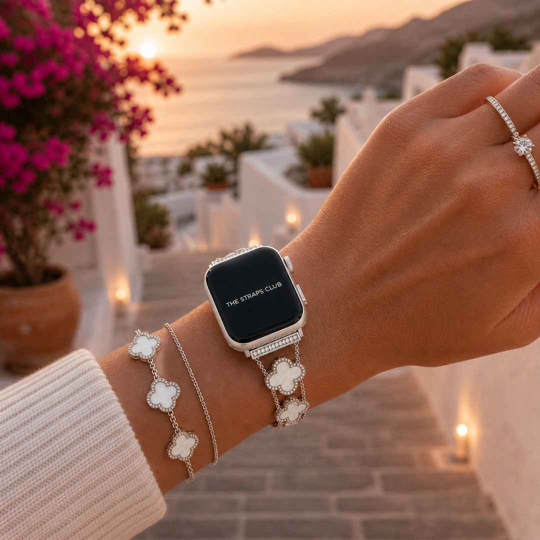 The Clover Pearl Apple Watch Strap